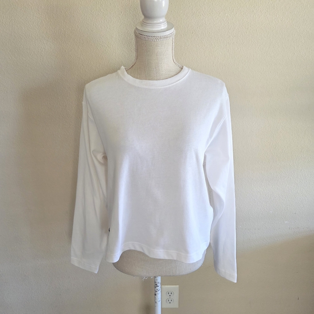 Polo Ralph Lauren White Jersey Crop Long Sleeve T-shirt Size XS NWT $110 - Picture 2 of 12